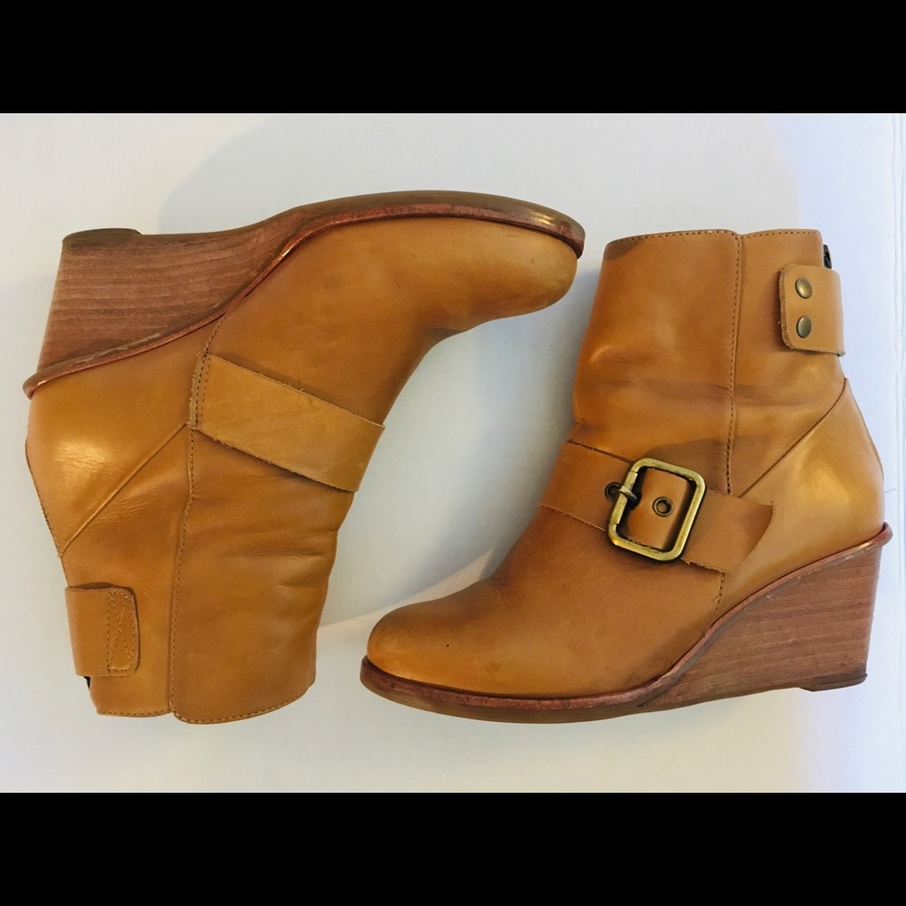 Brazilian Leather Wedged Booties by Arricci